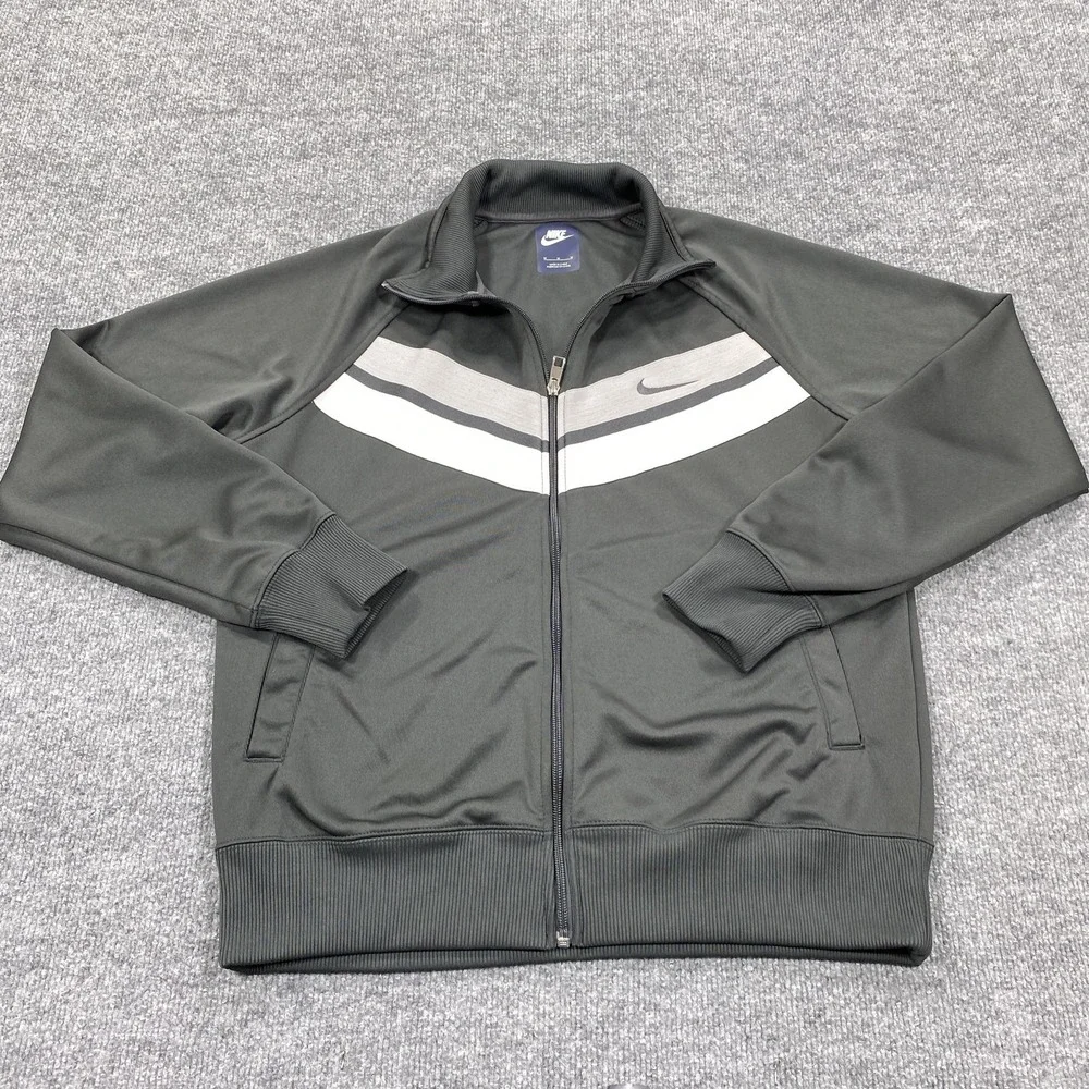 Nike Jacket Mens‎ Medium Black Windbreaker Full Zip Collared Pockets Lightweight